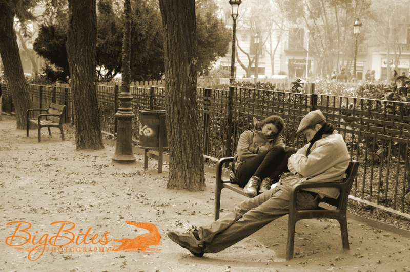 Napping-Couple-on-Bench
